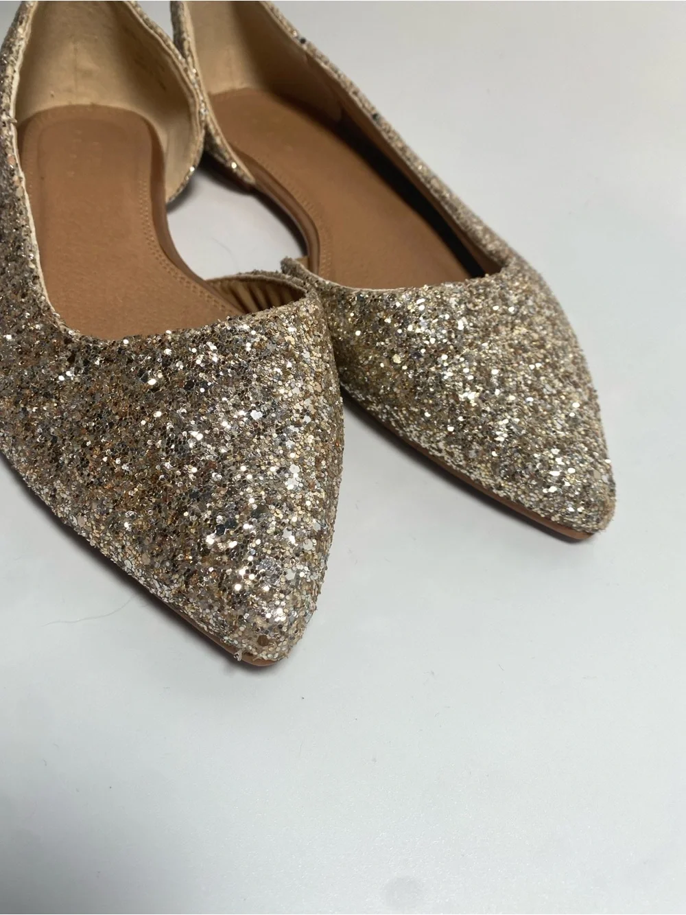 ASOS DESIGN Wide Fit Virtue d’Orsay Glitter Pointed Ballet Flats Glitter